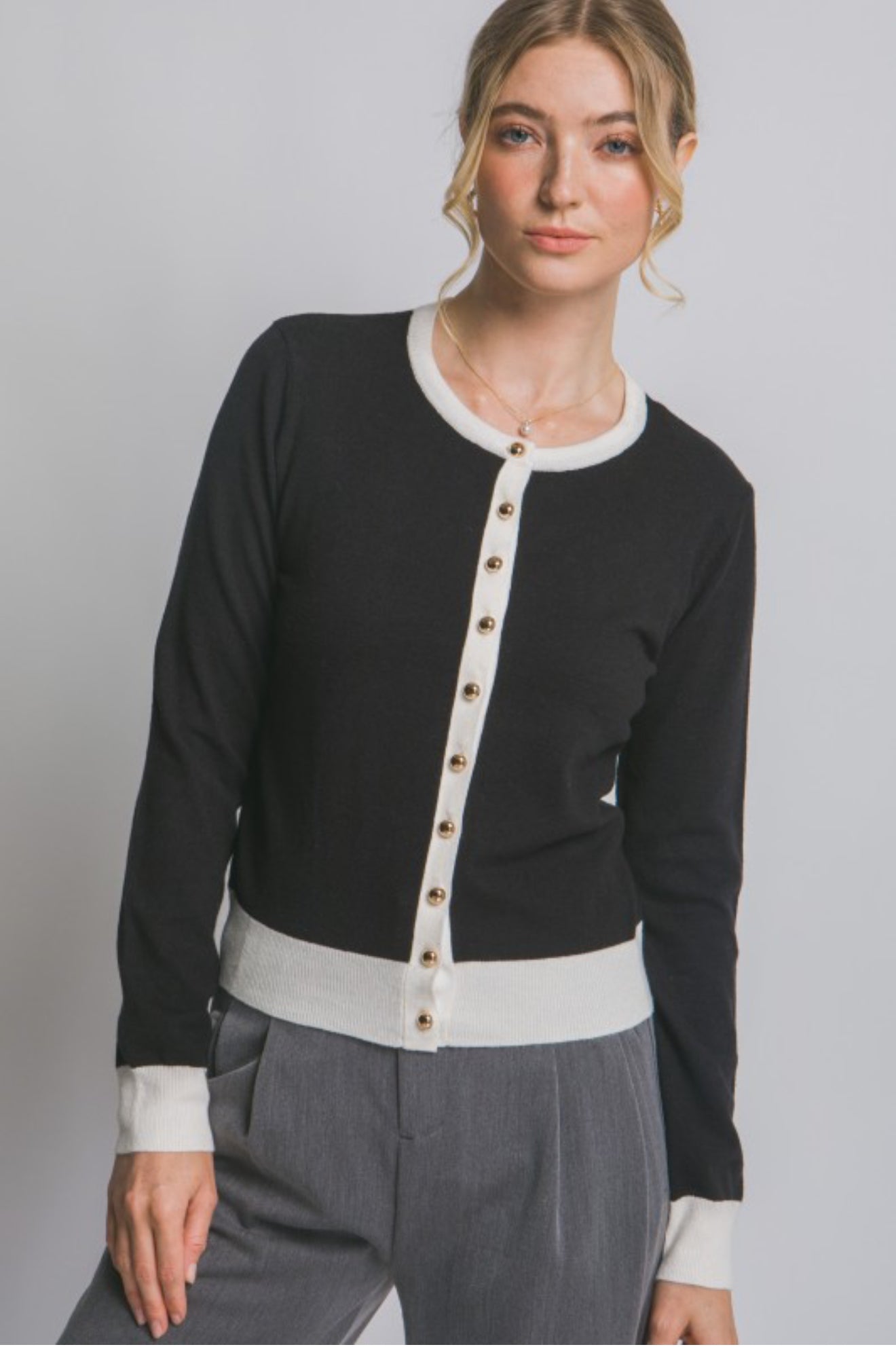 Classic Contrast Cardigan