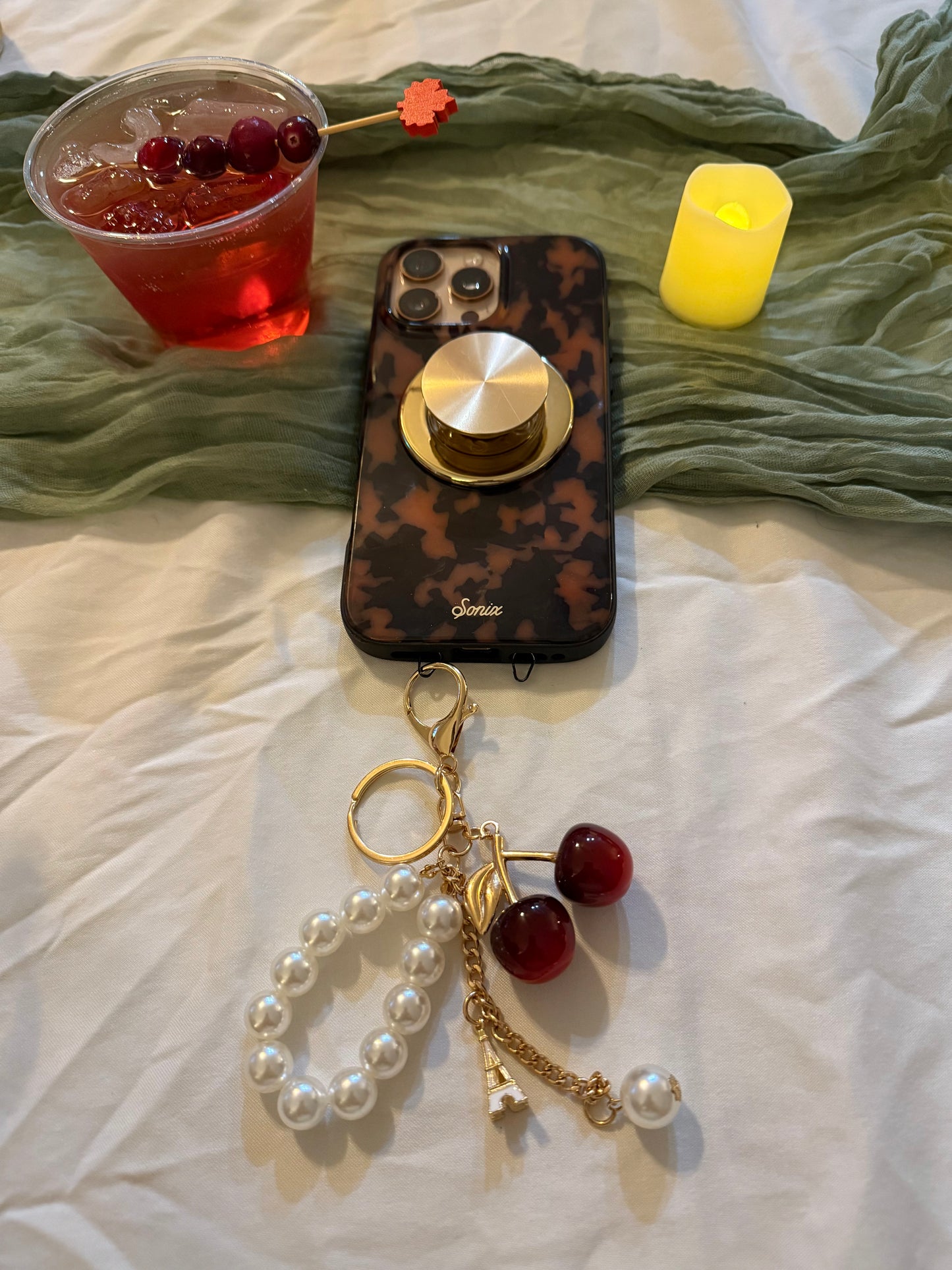 Cherry Pearl Bag Charm