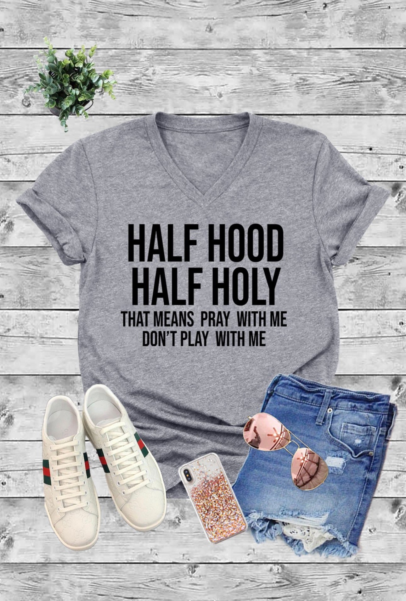 Half Hood, Half Holy Tee