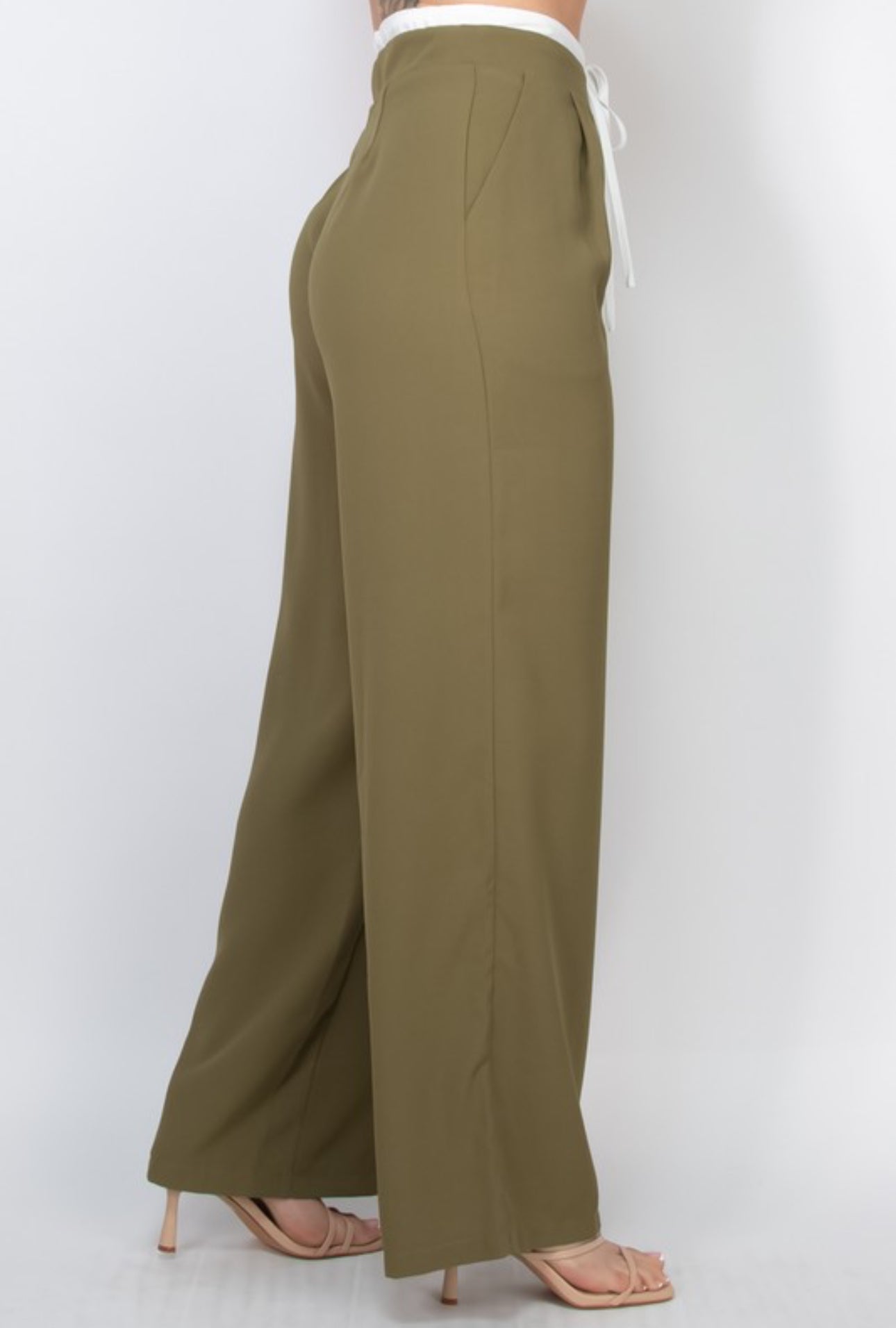 Olive High Rise Waist Pants