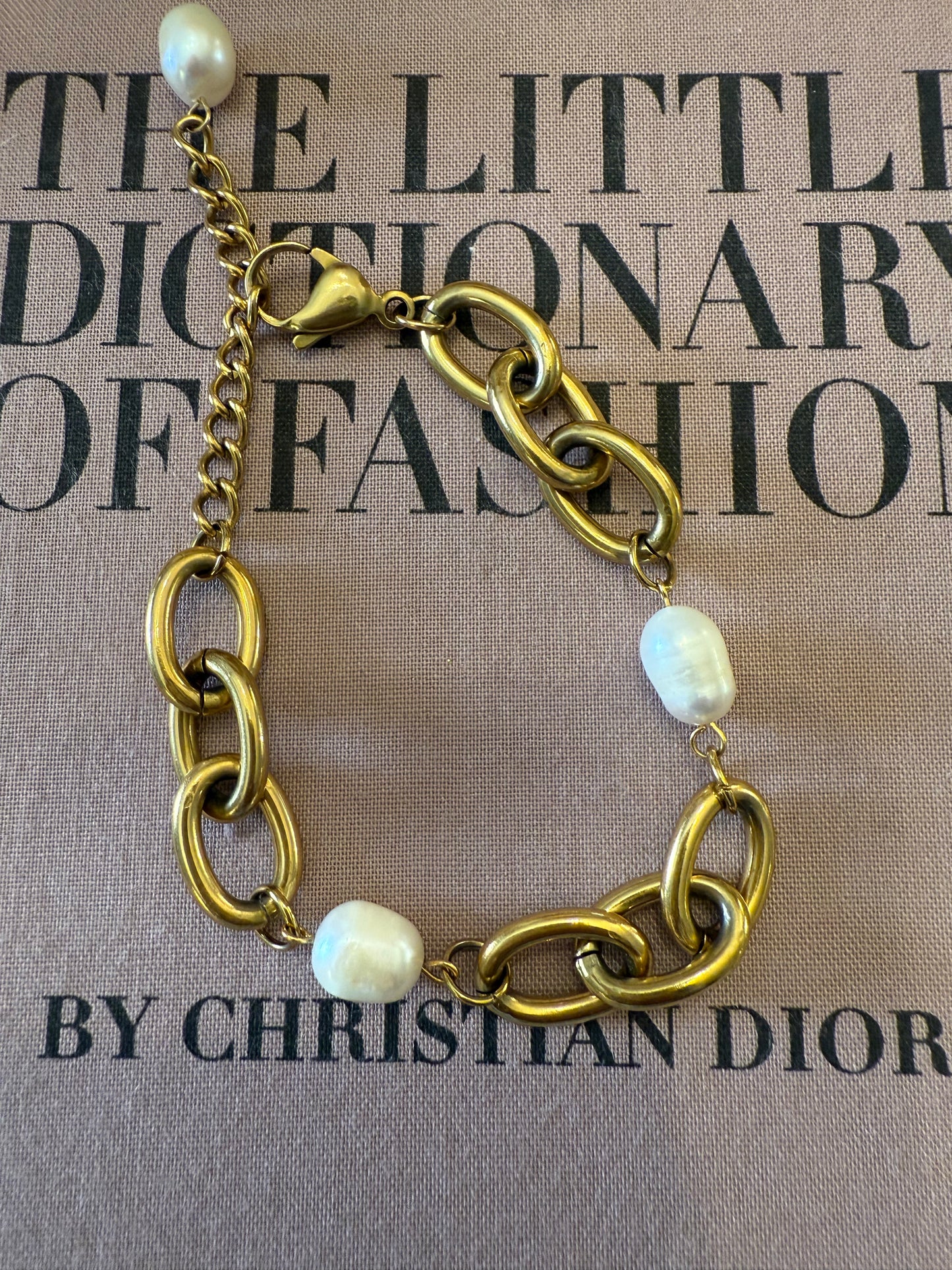 Golden Pearl Link Bracelet