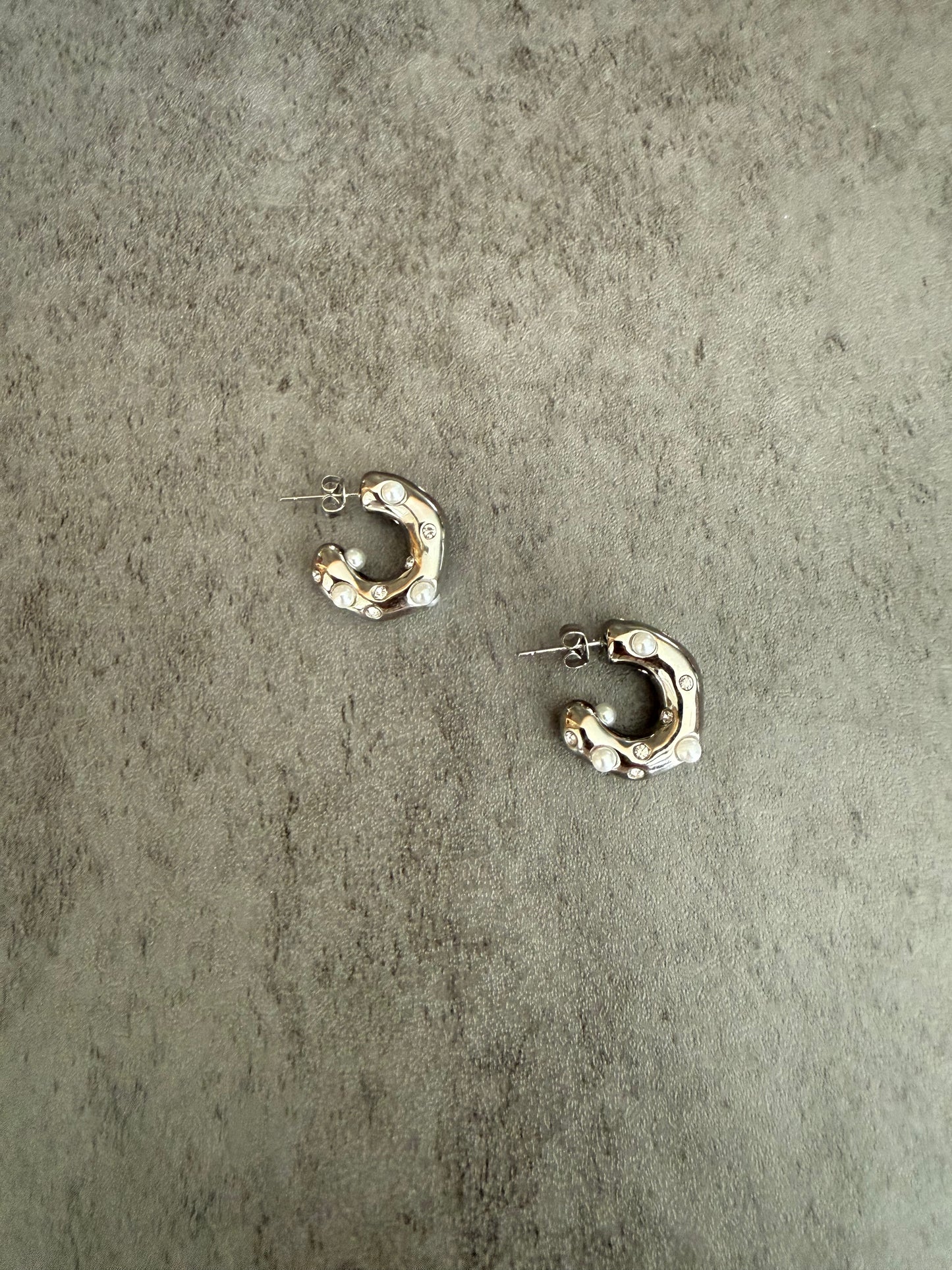 Gold and Silver Pearly Hoops