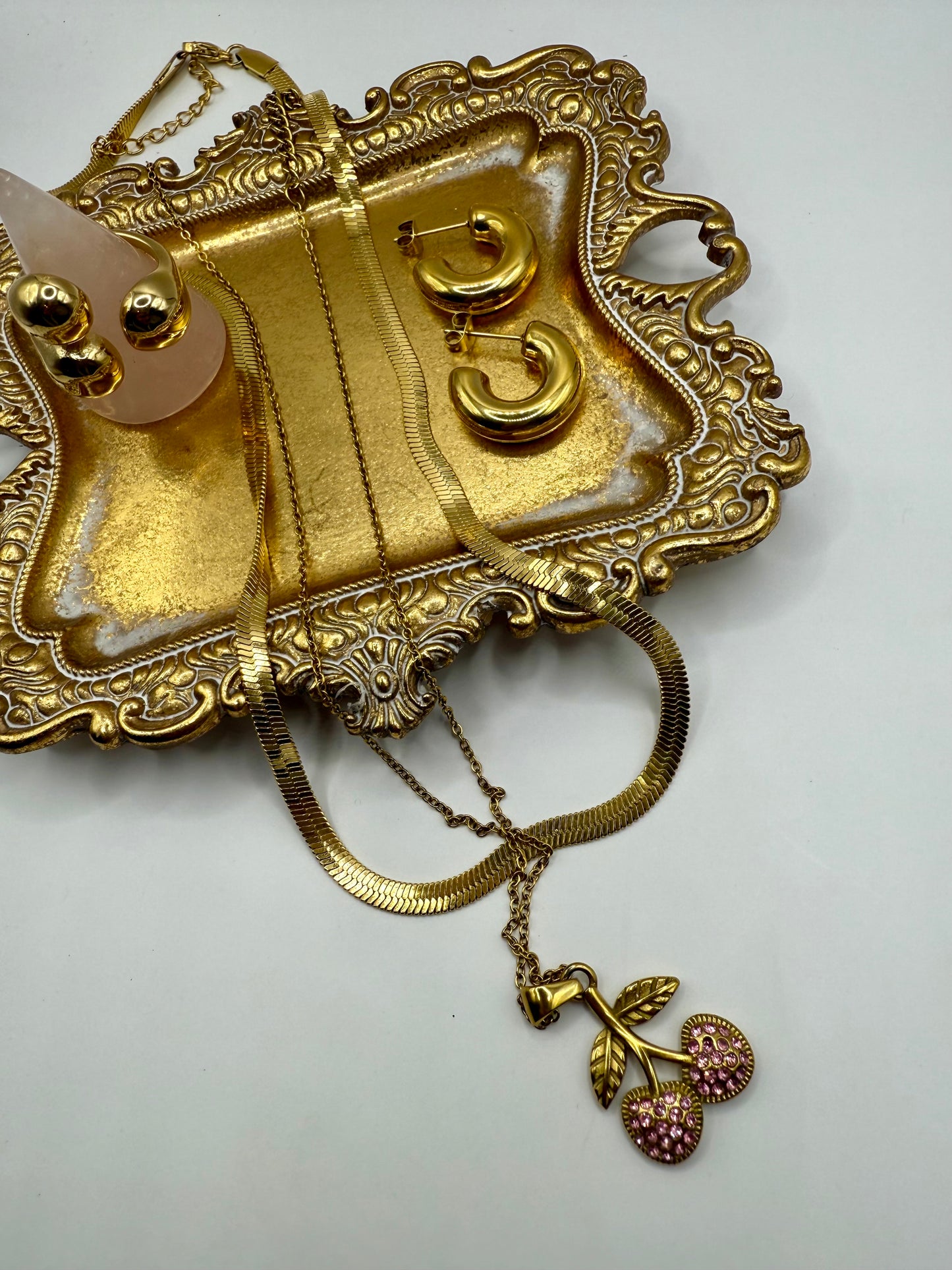 Rosé Cherry Duo Necklace