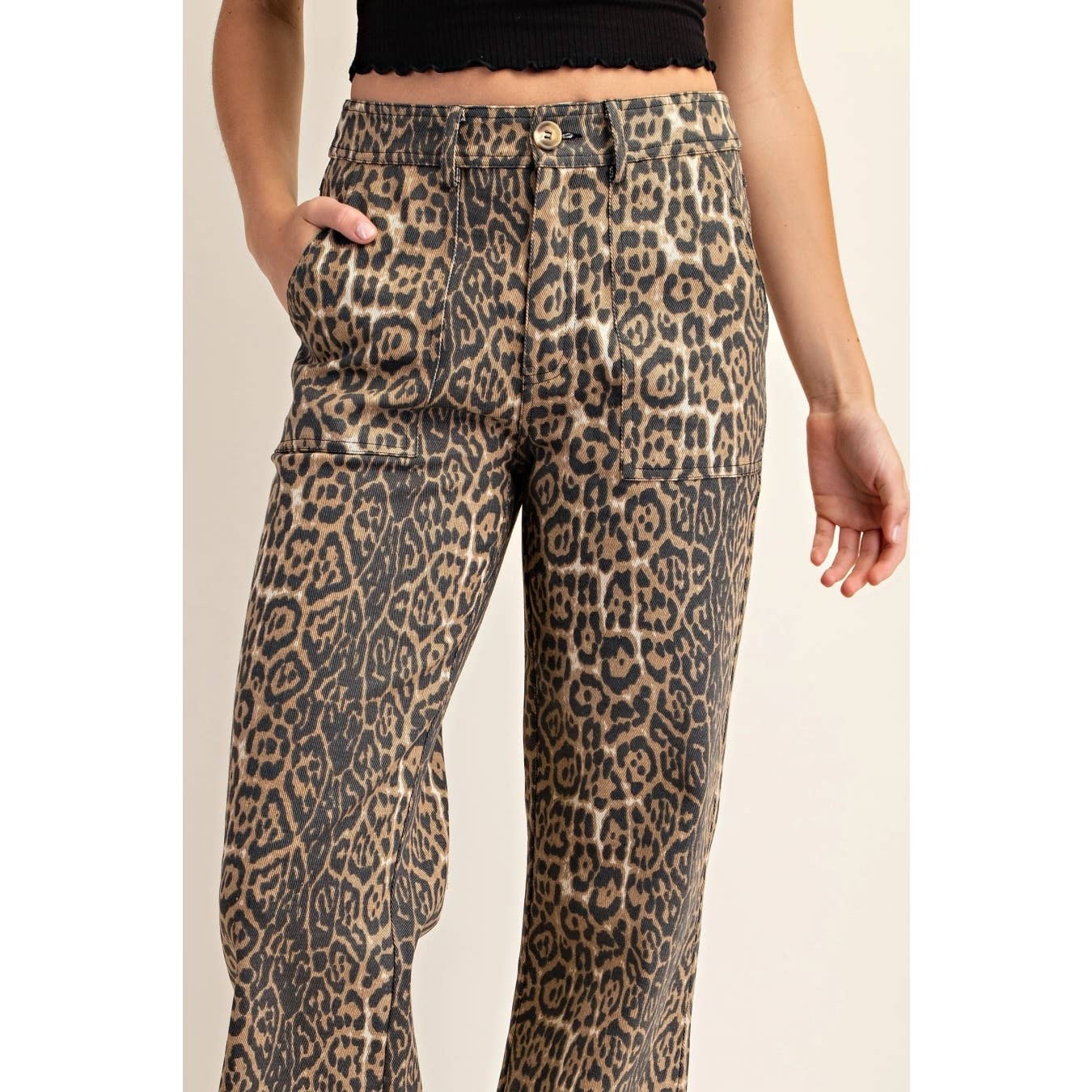 Leopard Print Flare Jeans