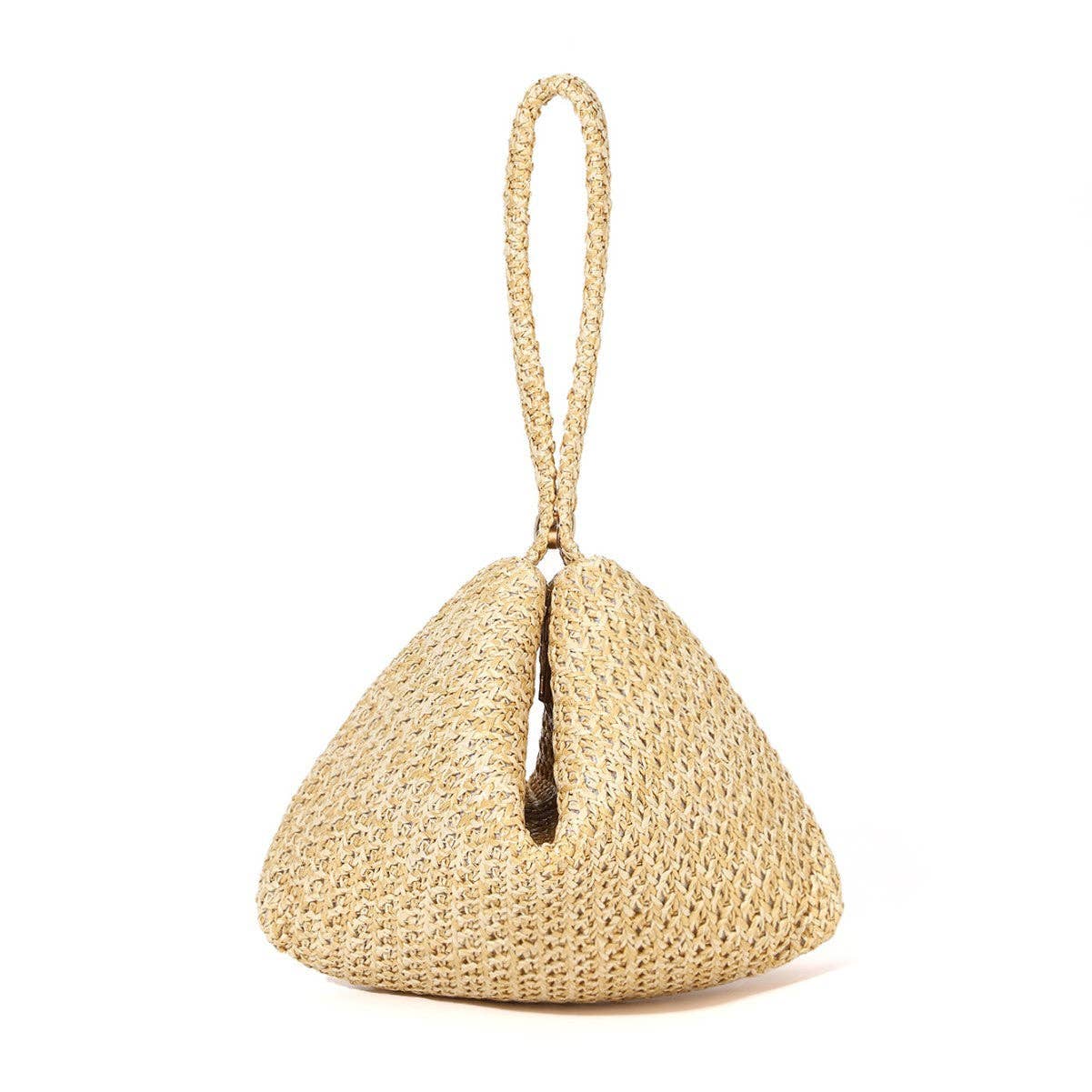Trendy Rivet Bead Straw Evening Clutch Handbag