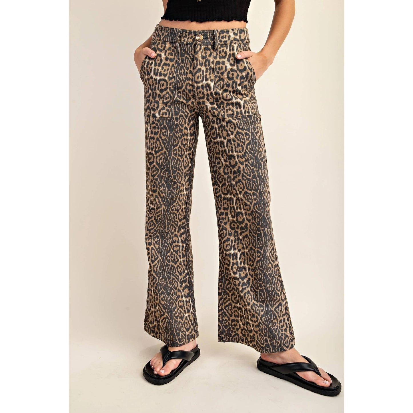 Leopard Print Flare Jeans