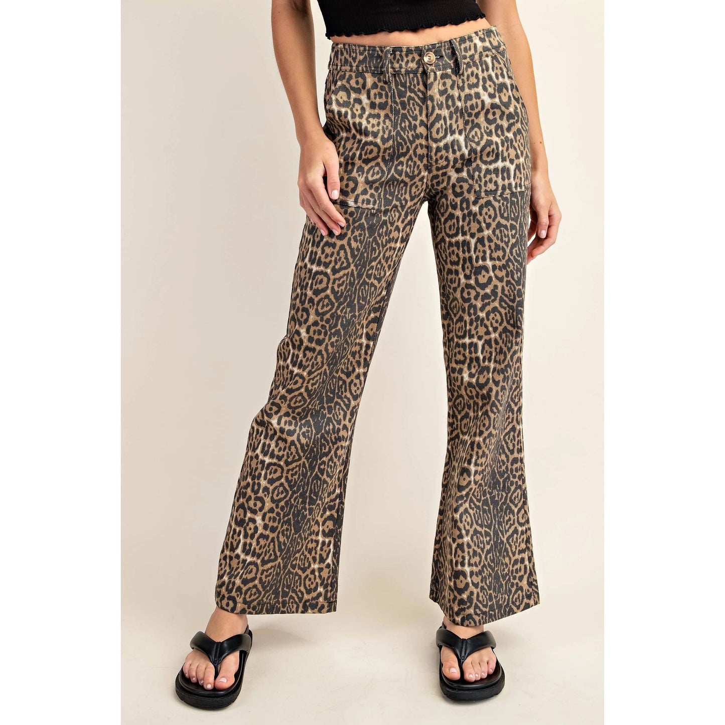 Leopard Print Flare Jeans
