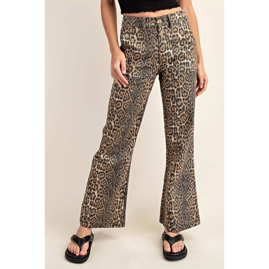 Leopard Print Flare Jeans