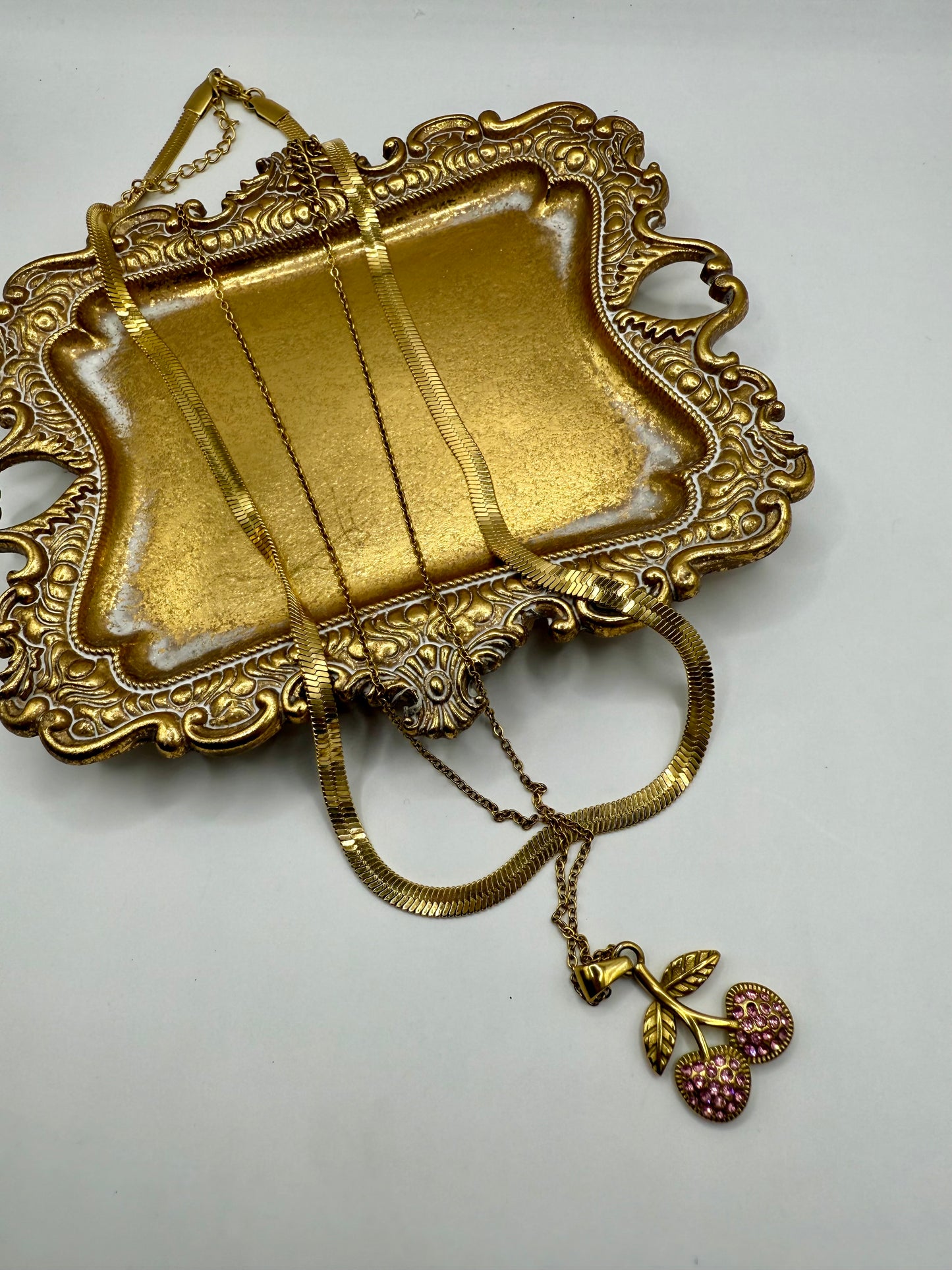 Rosé Cherry Duo Necklace