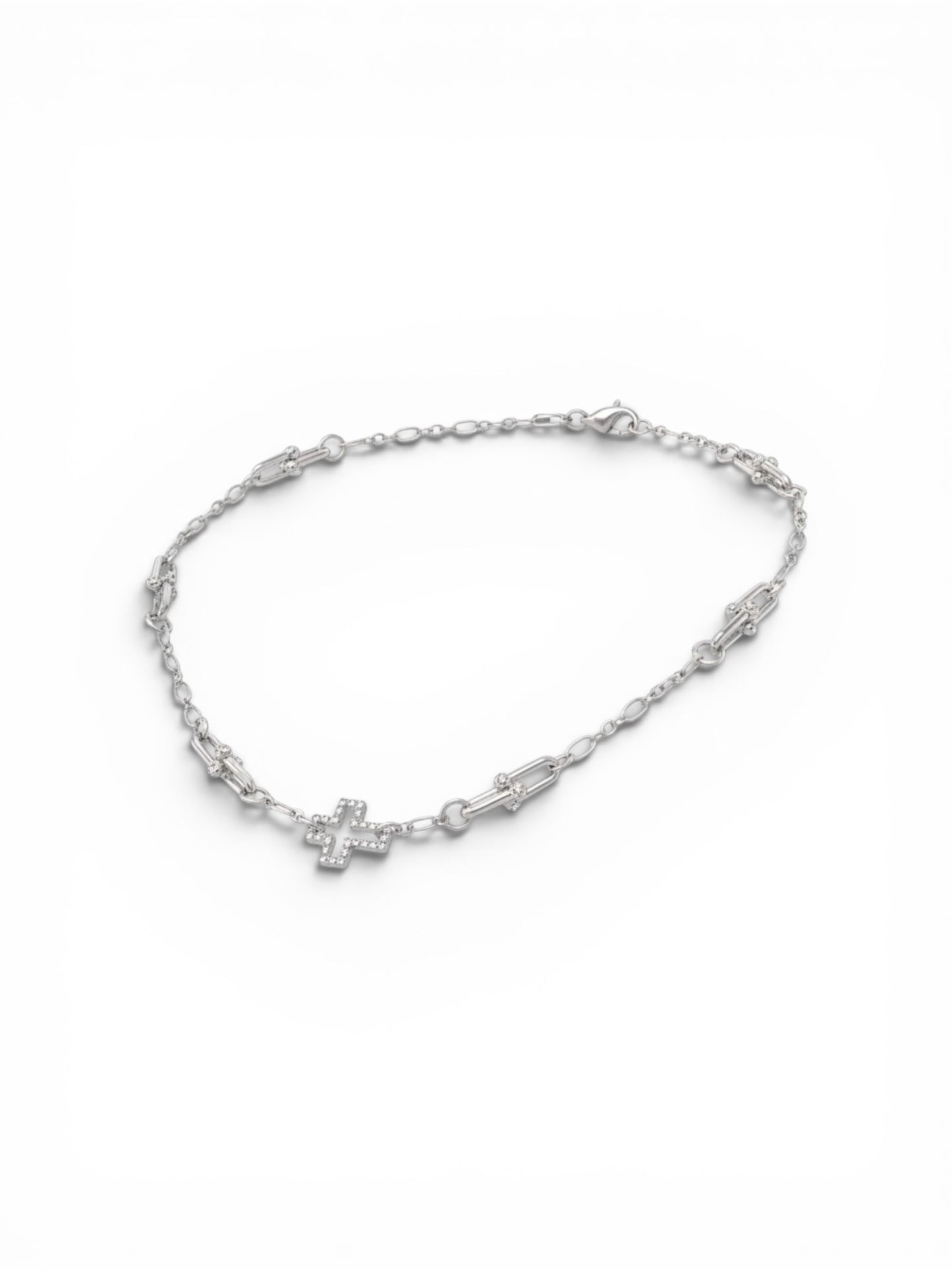 Silver Cross Link Necklace