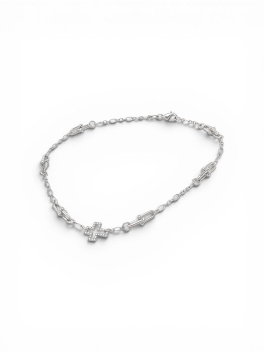 Silver Cross Link Necklace