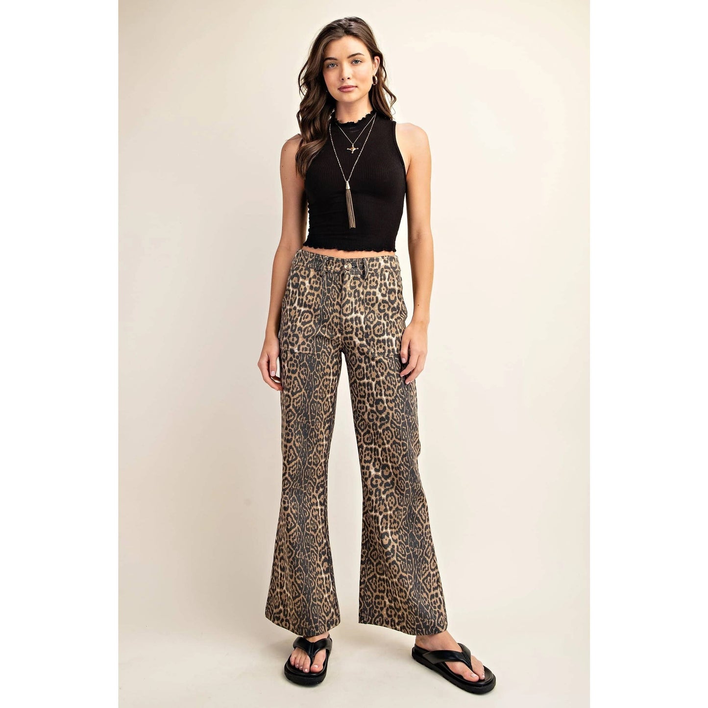 Leopard Print Flare Jeans