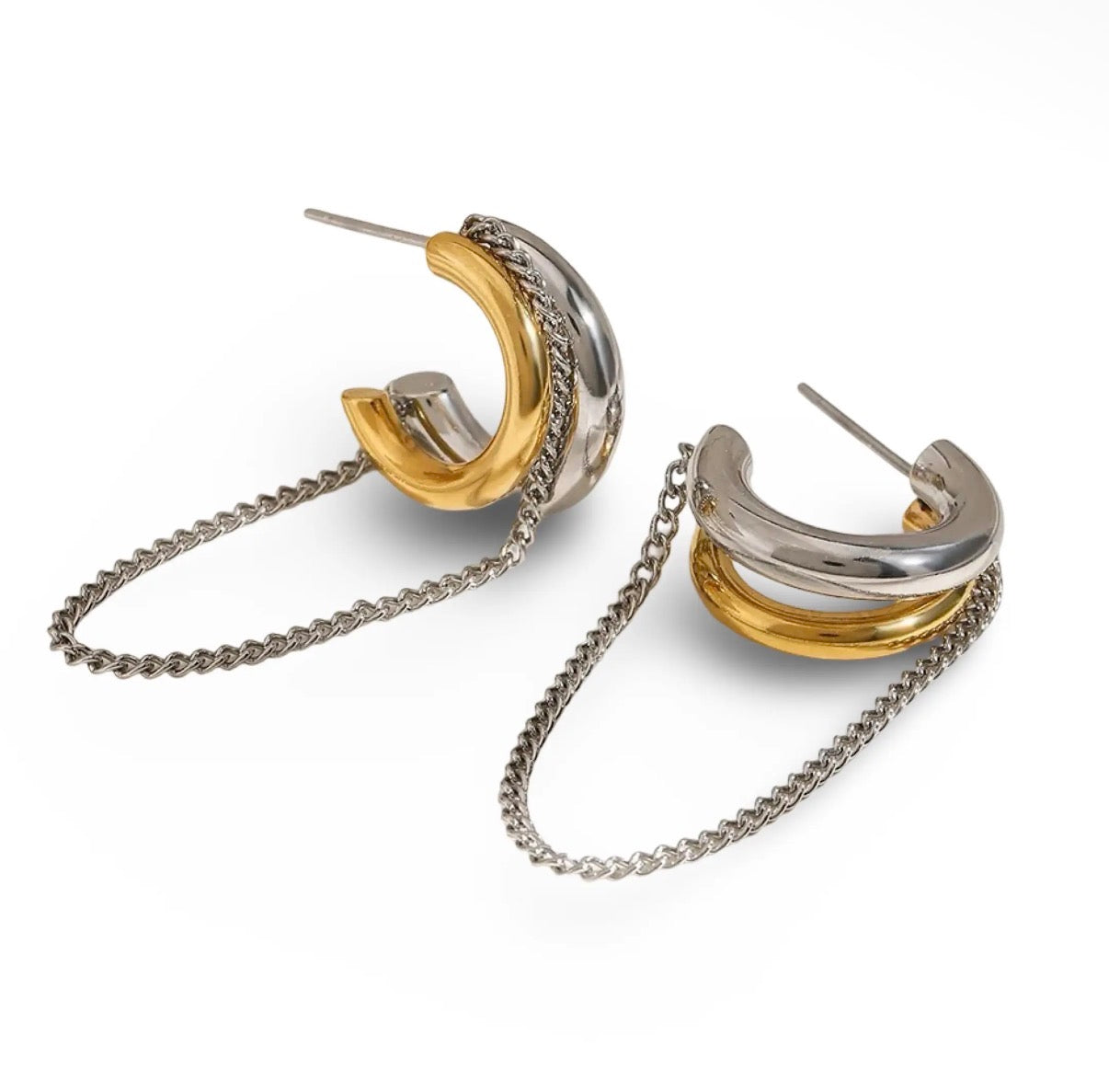 Two Toned Link Earrings
