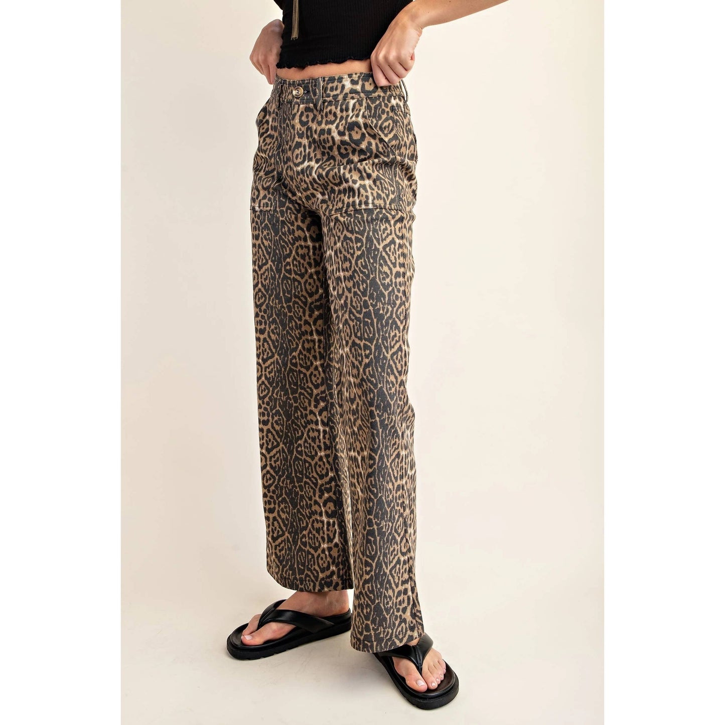 Leopard Print Flare Jeans