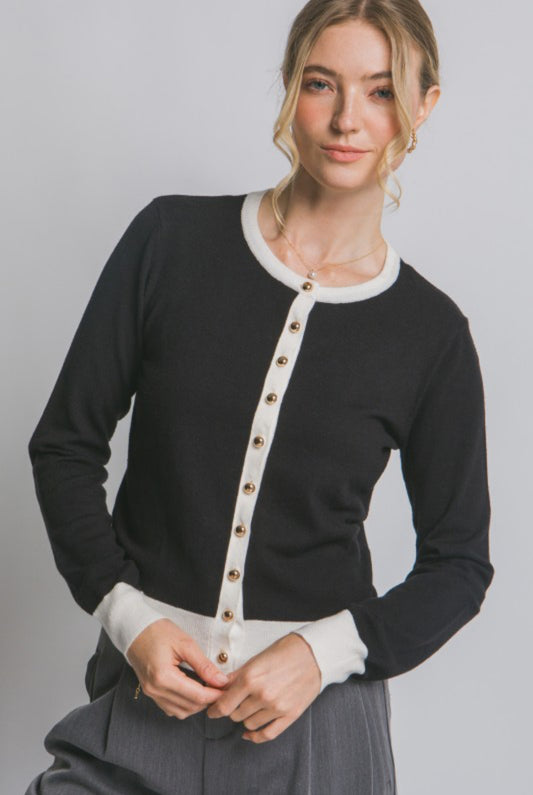 Classic Contrast Cardigan