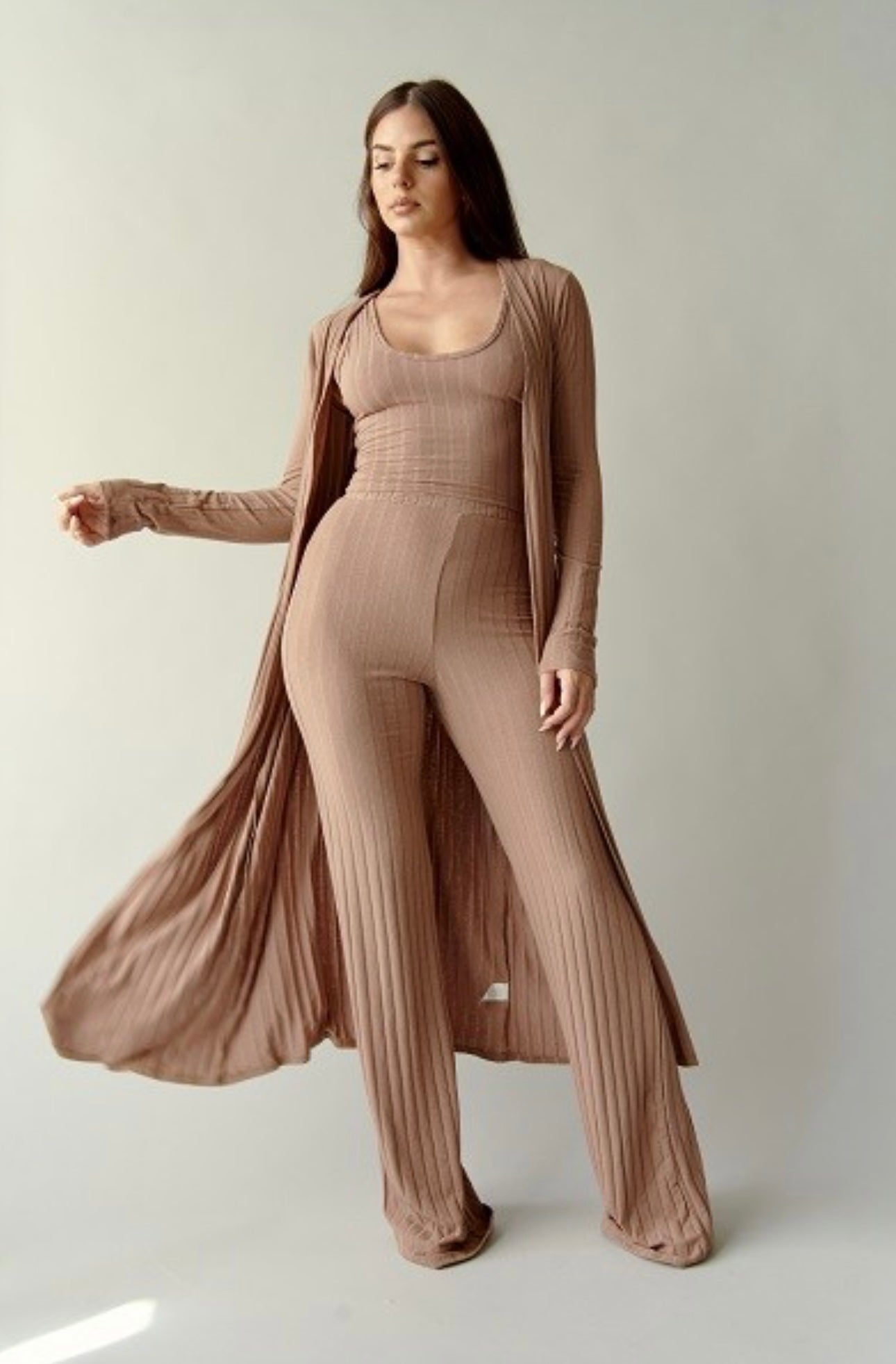 Three Piece Long Cardigan Set
