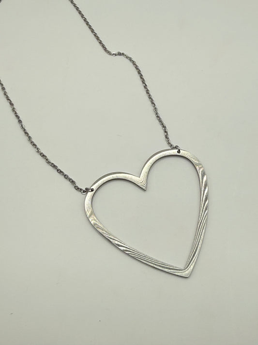Open Heart Silver Necklace