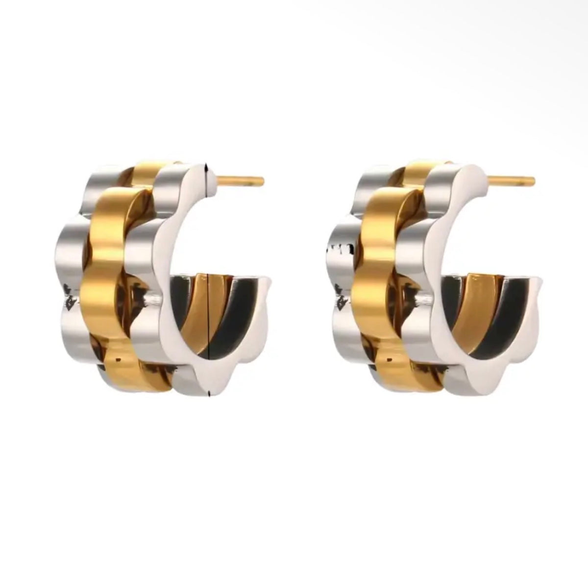 Uptown Mixed Metal Huggies