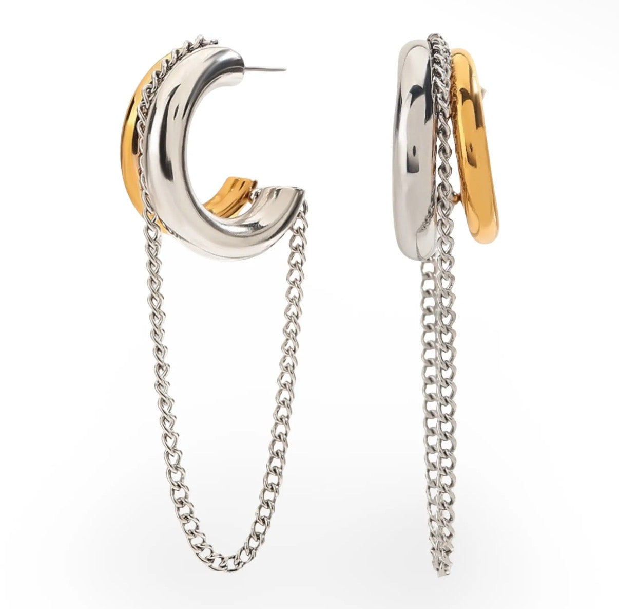 Two Toned Link Earrings