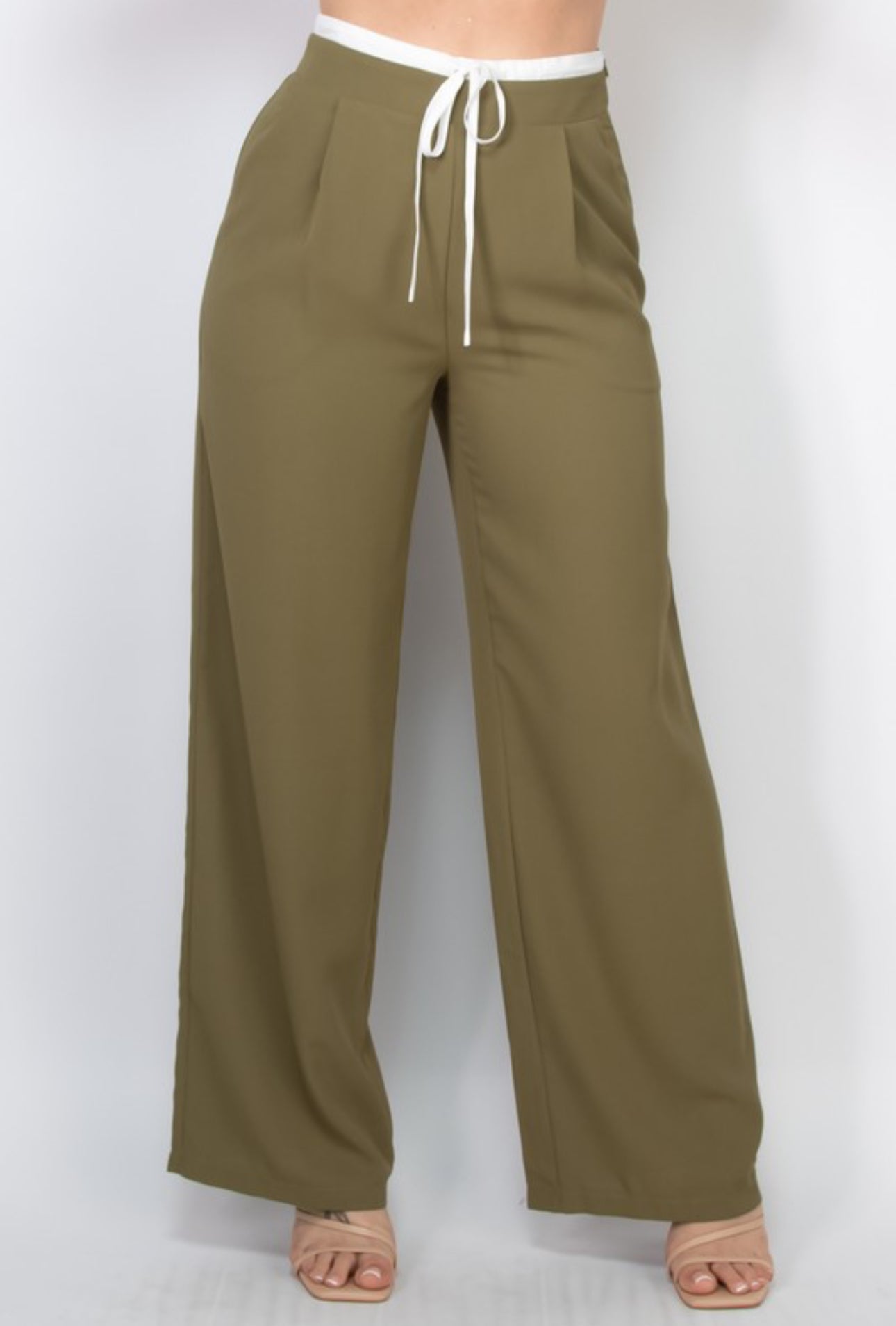 Olive High Rise Waist Pants