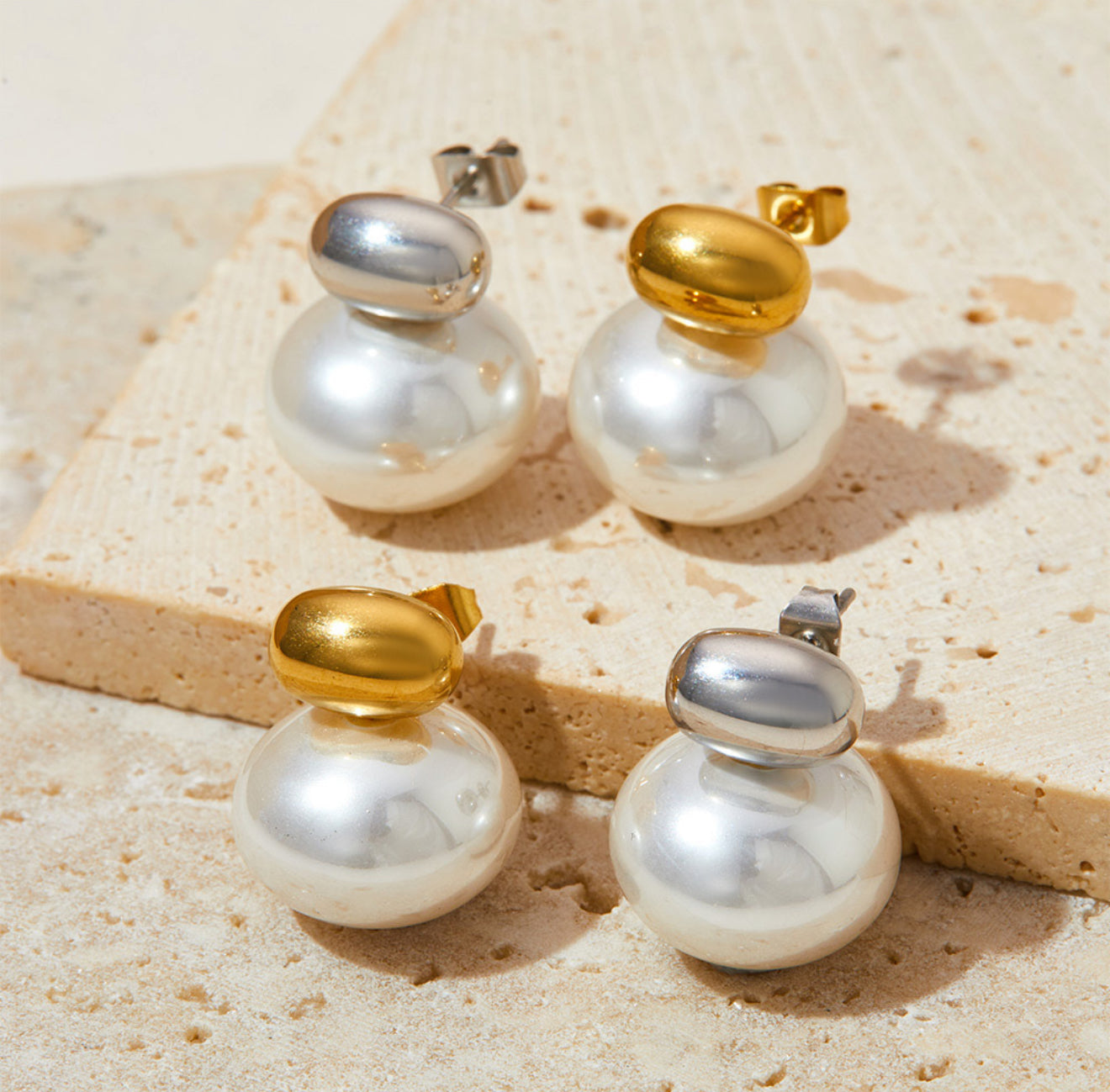Gold Fresh Water Pearl Earrings