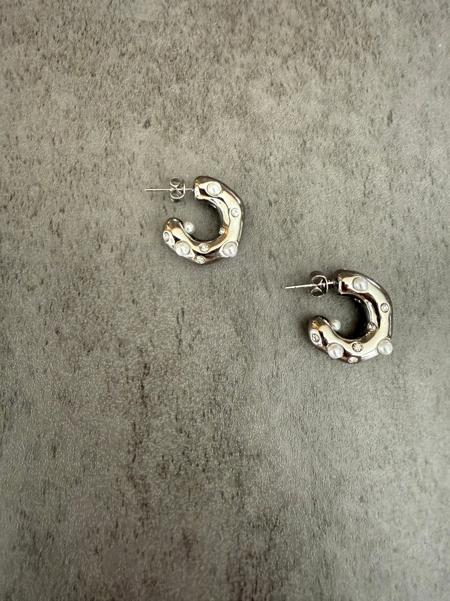 Gold and Silver Pearly Hoops